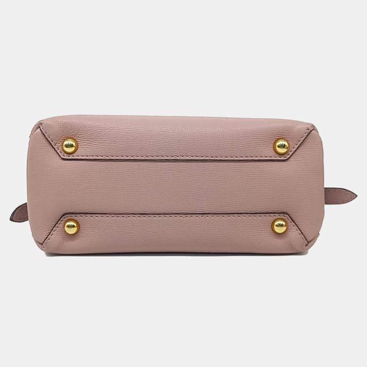 Pre Owned Burberry Pink Leather Camberley Small Tote Bag