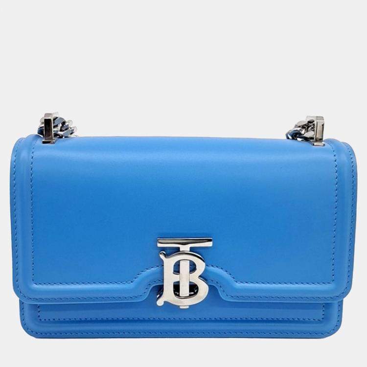 Pre Owned Burberry Blue Leather TB mini chain shoulder bag