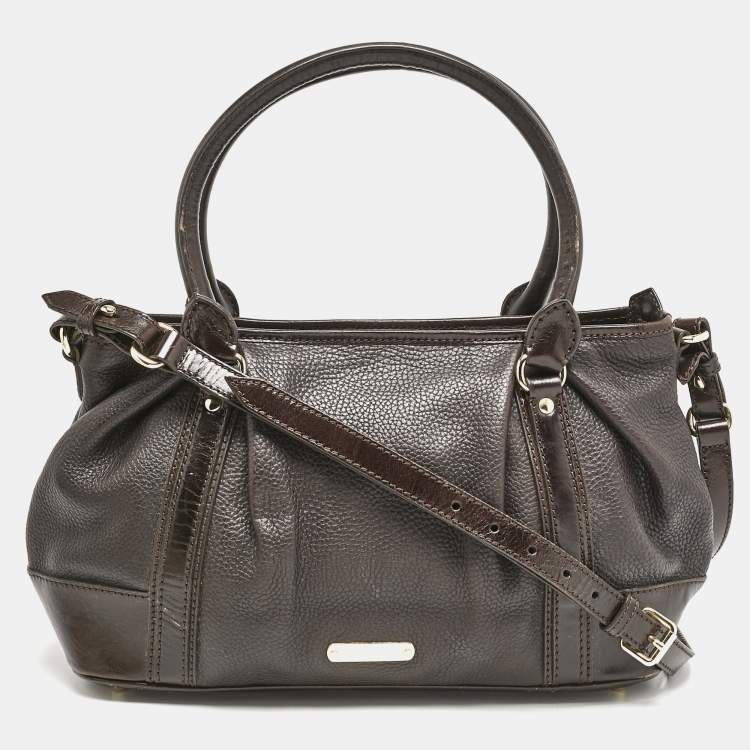 Pre Owned Burberry Choco Brown Leather Shoulder Bag