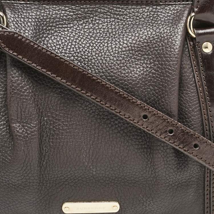 Pre Owned Burberry Choco Brown Leather Shoulder Bag