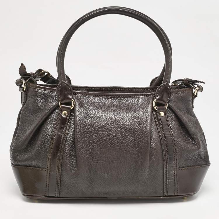 Pre Owned Burberry Choco Brown Leather Shoulder Bag