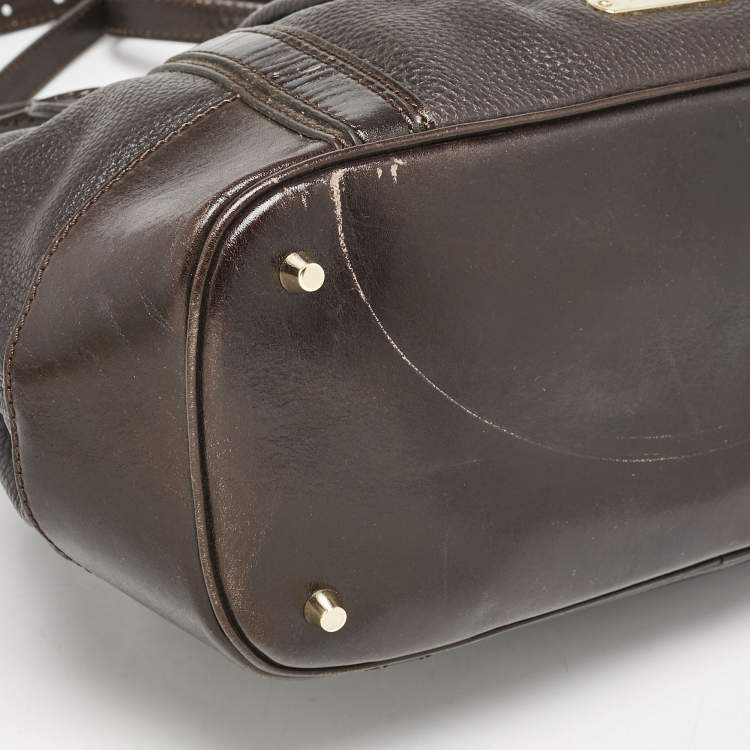 Pre Owned Burberry Choco Brown Leather Shoulder Bag