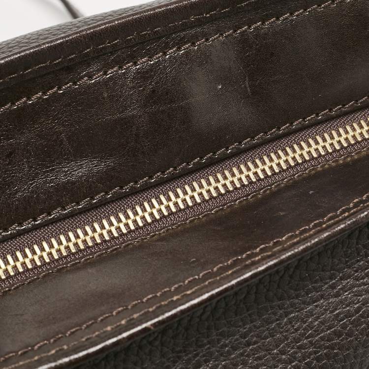 Pre Owned Burberry Choco Brown Leather Shoulder Bag