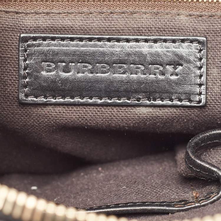 Pre Owned Burberry Tricolor Leather and Suede Alchester Top Handle Bag