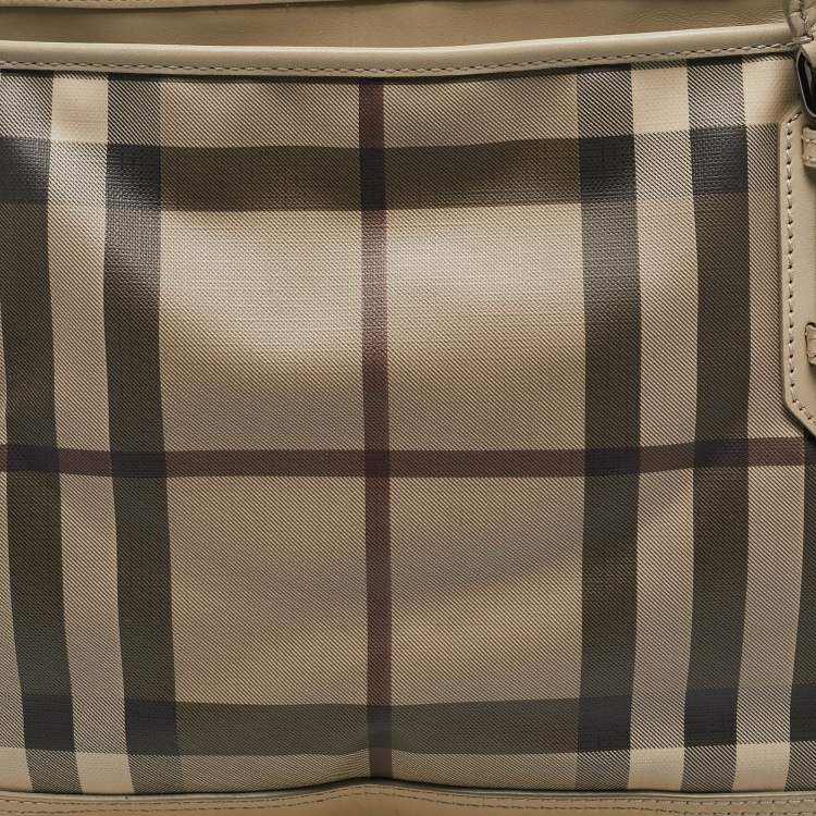 Pre Owned Burberry Beige Smoked Check PVC Tote
