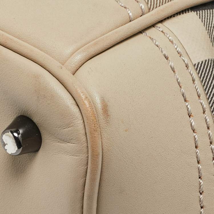 Pre Owned Burberry Beige Smoked Check PVC Tote