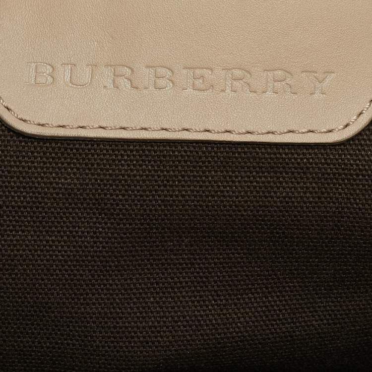 Pre Owned Burberry Beige Smoked Check PVC Tote