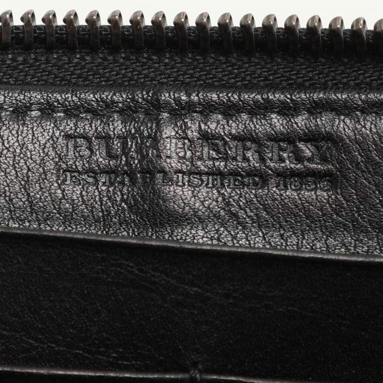 Pre Owned Burberry Beige/Black House Check Canvas and Leather Continental Wallet
