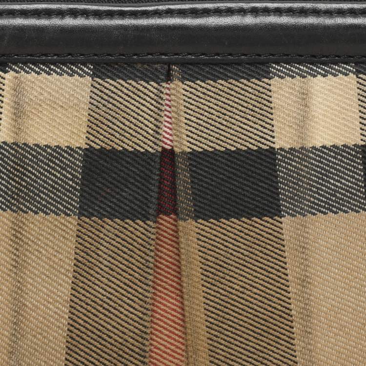 Pre Owned Burberry Beige/Black House Check Canvas and Leather Continental Wallet