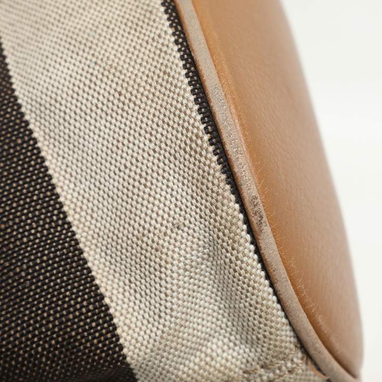Pre Owned Burberry Beige Mega Check Canvas and Leather Small Gowan Messenger Saddle Bag