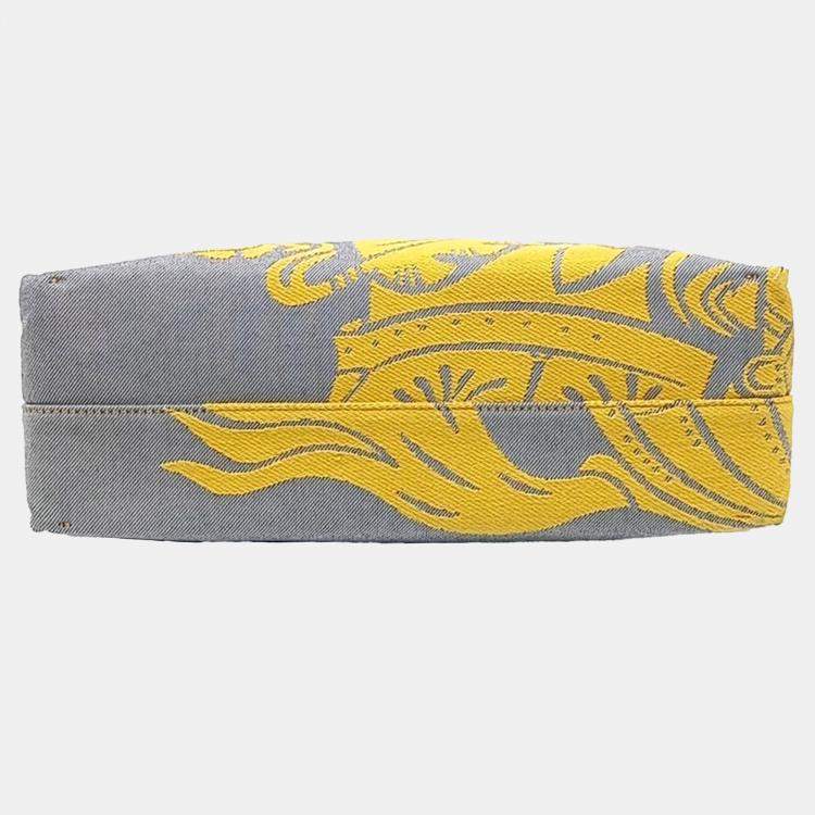 Pre Owned Burberry Grey Yellow Fabric tote bag