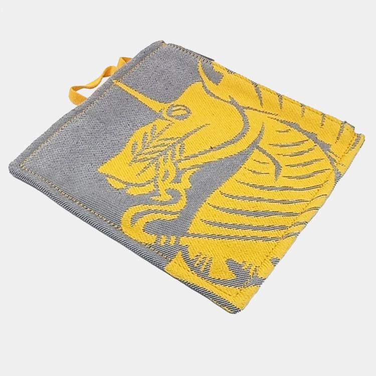 Pre Owned Burberry Grey Yellow Fabric tote bag