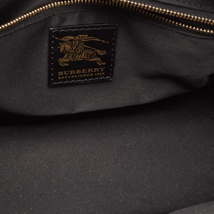 Pre Owned Burberry Black Quilted Patent Leather Mini Manor Tote