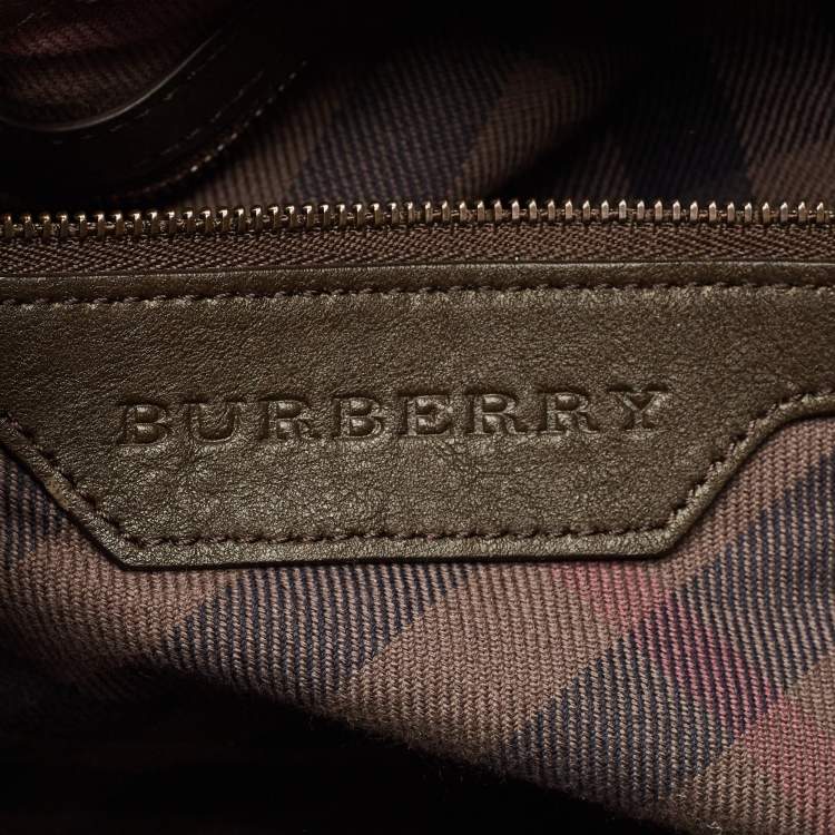 Pre Owned Burberry Olive Green Quilted Leather Medium Enmore Hobo