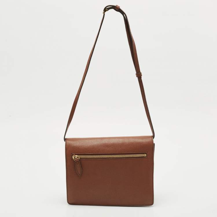 Pre Owned Burberry Brown House Check Canvas and Leather Small Macken Crossbody Bag