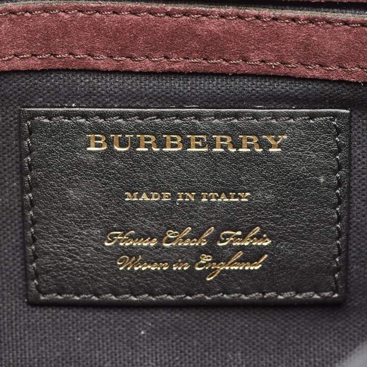 Pre Owned Burberry Brown House Check Canvas and Leather Small Macken Crossbody Bag