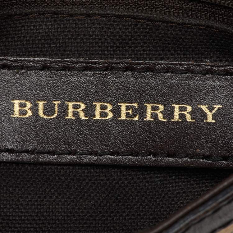 Pre Owned Burberry Beige/Brown Haymarket Check Coated Canvas and Leather Hartham Crossbody Bag