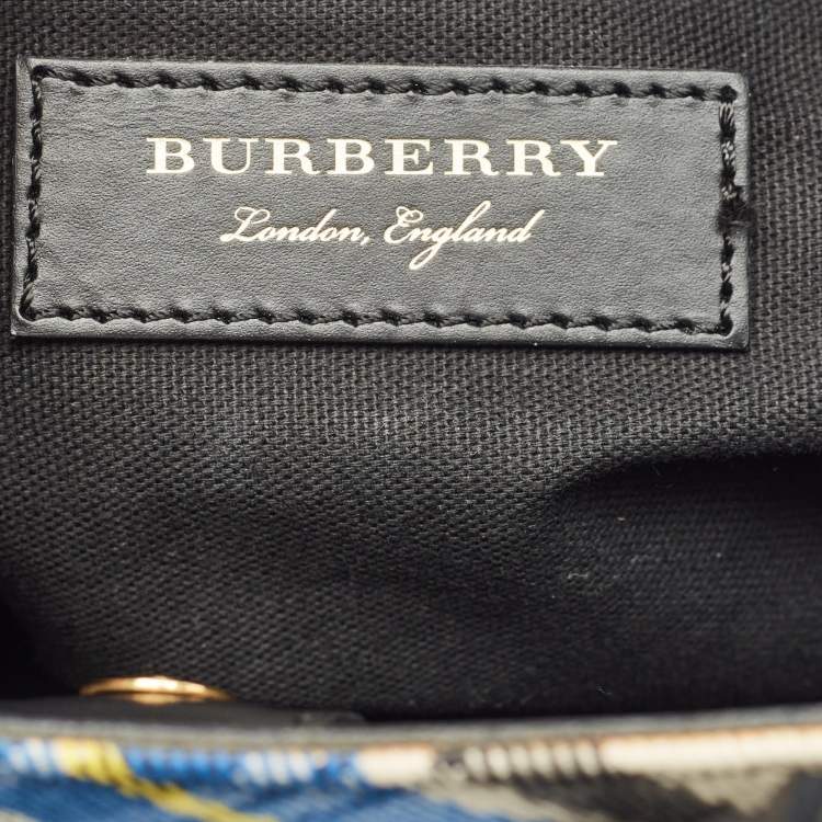 Pre Owned Burberry Multicolor Tartan Mix Fabric and Leather Small Banner Tote