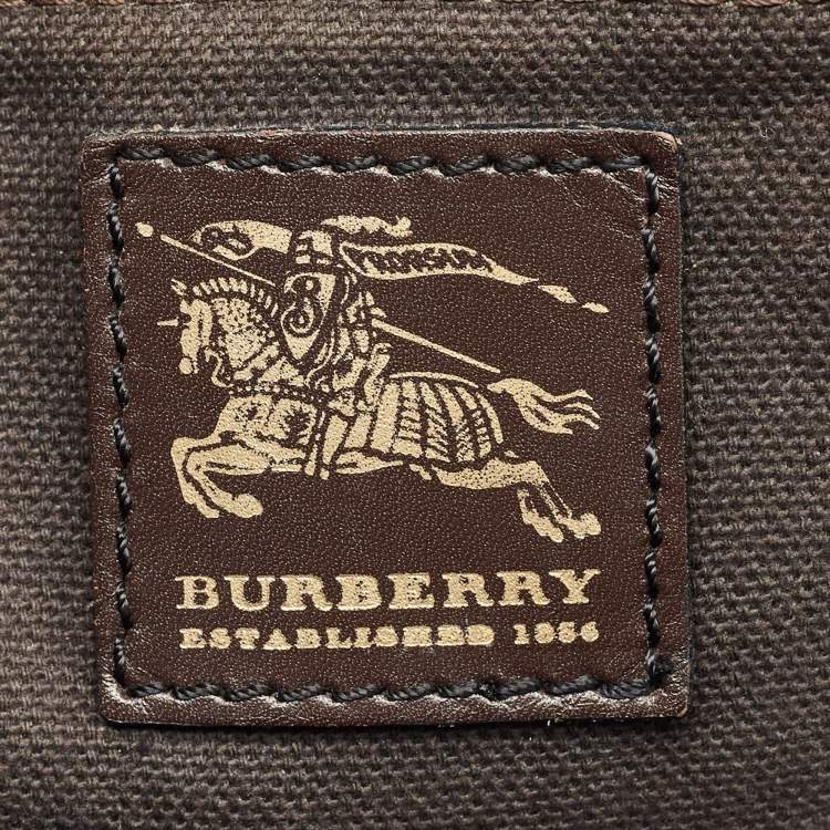 Pre Owned Burberry Beige/Brown Haymarket Check PVC Thornley Satchel