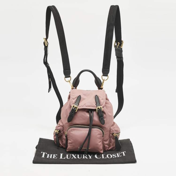 Pre Owned Burberry Mauve Pink Nylon Mini Drawstring Backpack