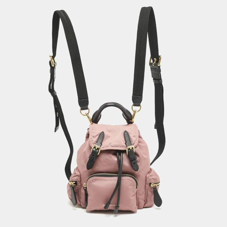 Pre Owned Burberry Mauve Pink Nylon Mini Drawstring Backpack