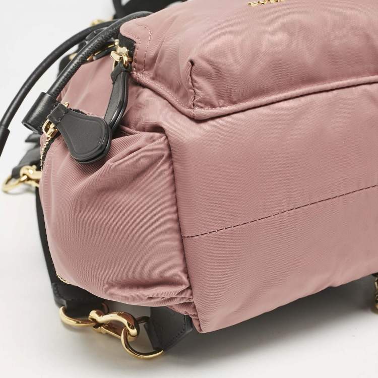 Pre Owned Burberry Mauve Pink Nylon Mini Drawstring Backpack