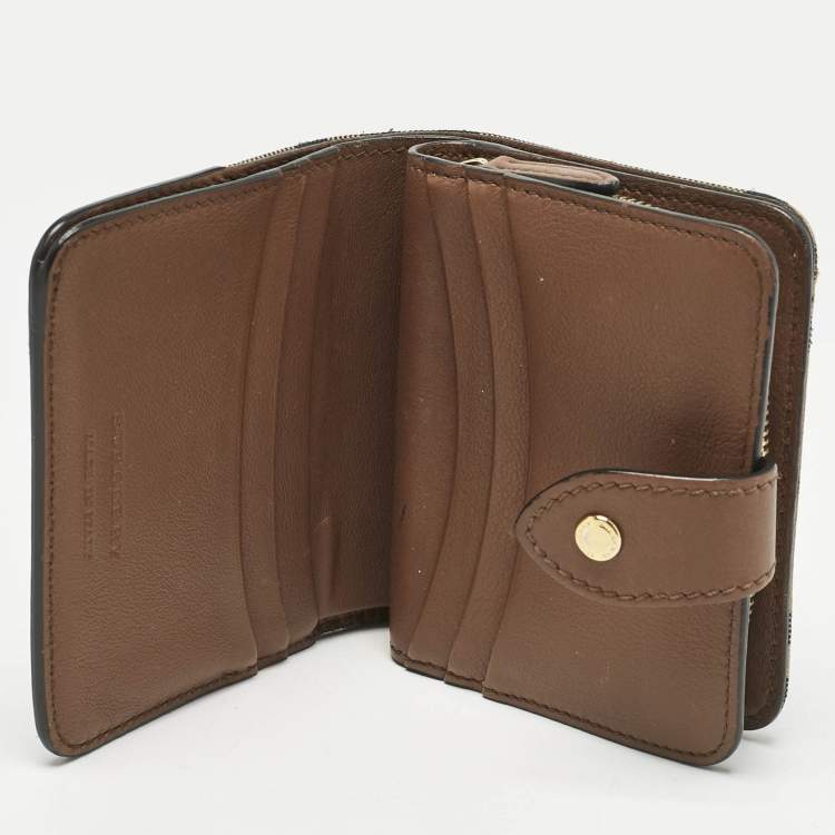 Pre Owned Burberry Beige/Brown Horseferry Check Canvas and Leather Finsbury Wallet
