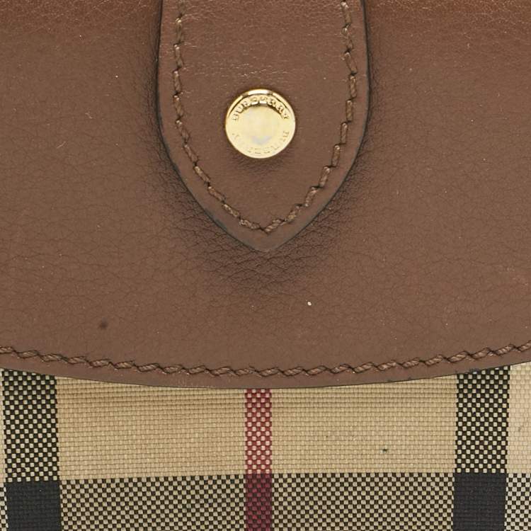 Pre Owned Burberry Beige/Brown Horseferry Check Canvas and Leather Finsbury Wallet