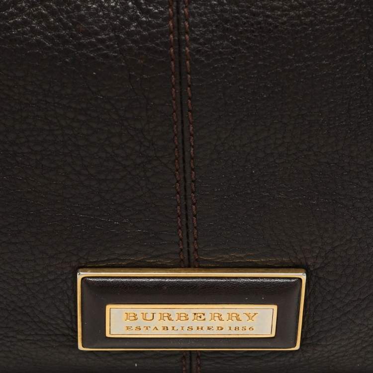 Pre Owned Burberry Brown Leather Belted Hobo