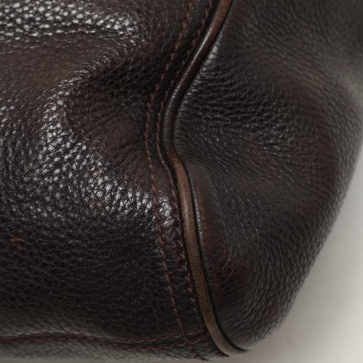 Pre Owned Burberry Brown Leather Belted Hobo