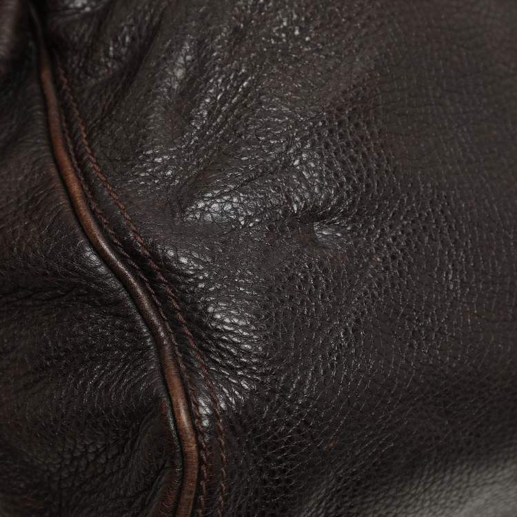 Pre Owned Burberry Brown Leather Belted Hobo