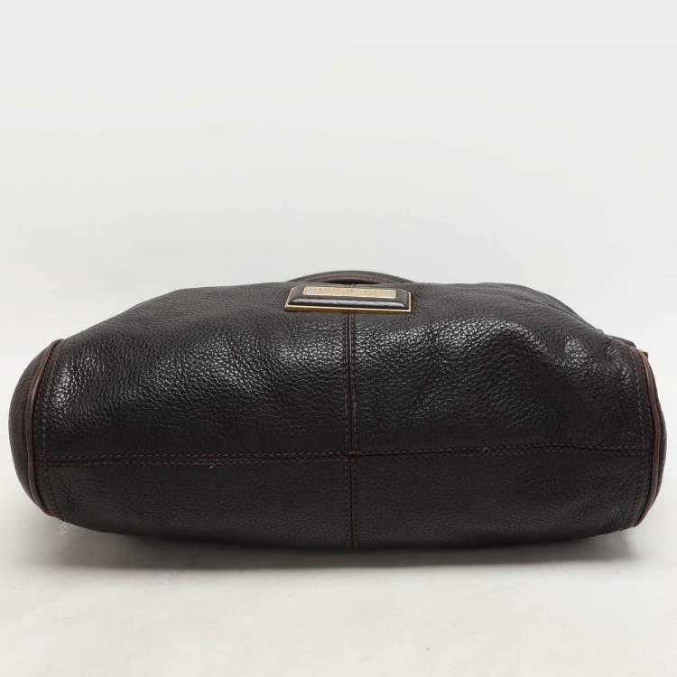 Pre Owned Burberry Brown Leather Belted Hobo