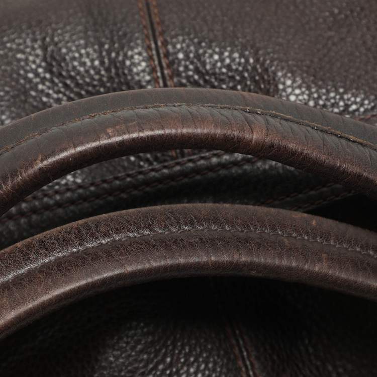 Pre Owned Burberry Brown Leather Belted Hobo