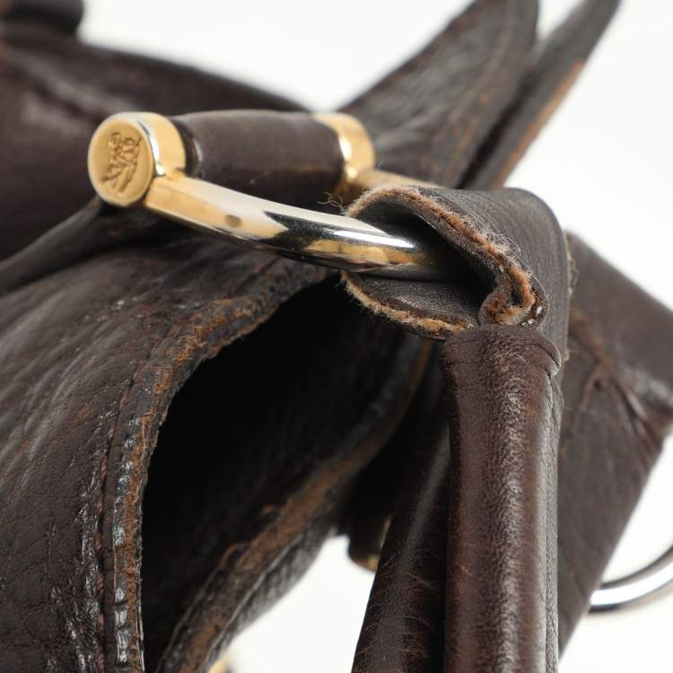 Pre Owned Burberry Brown Leather Belted Hobo