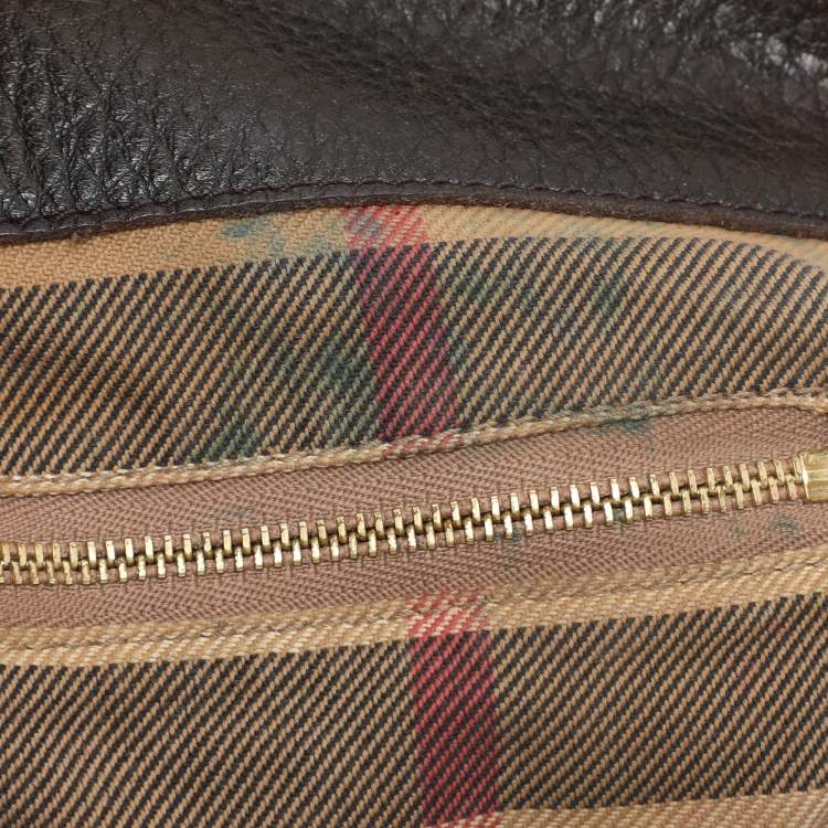 Pre Owned Burberry Brown Leather Belted Hobo