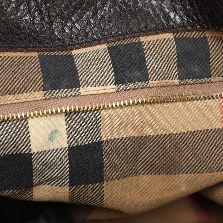 Pre Owned Burberry Brown Leather Belted Hobo