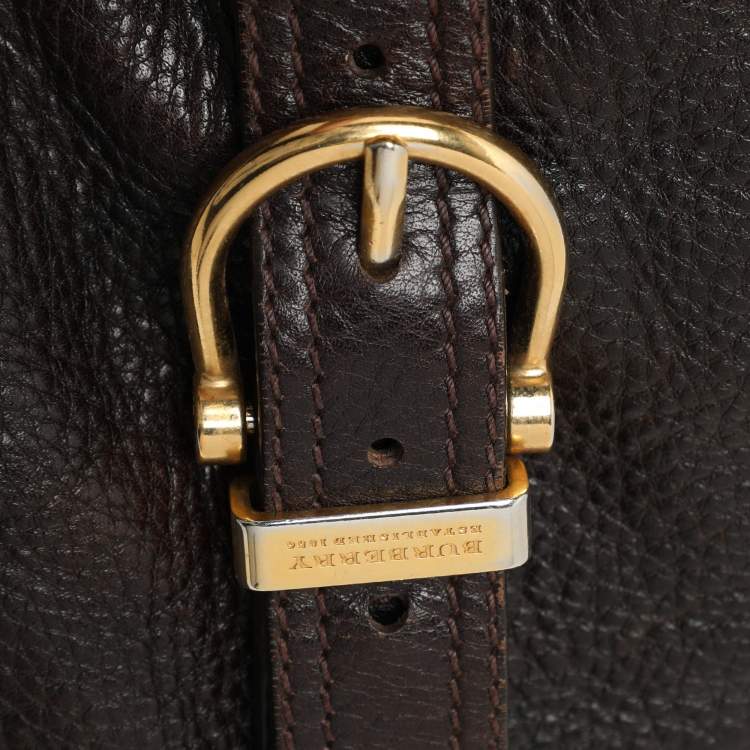 Pre Owned Burberry Brown Leather Belted Hobo