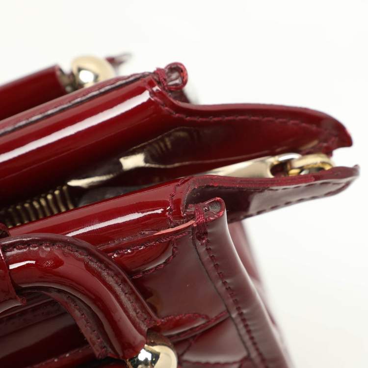 Pre Owned Burberry Red Quilted Patent Leather Manor Satchel
