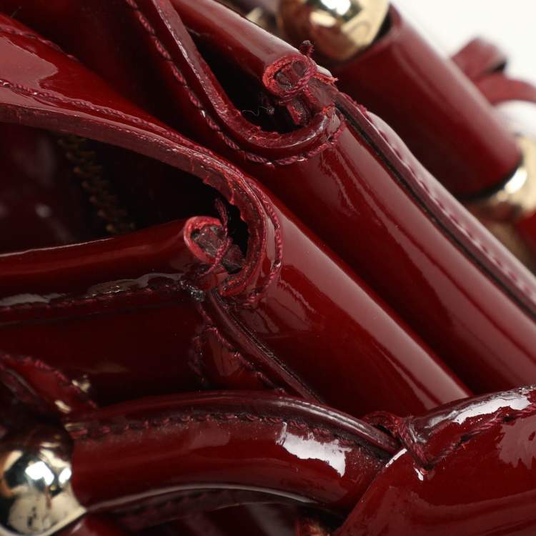 Pre Owned Burberry Red Quilted Patent Leather Manor Satchel