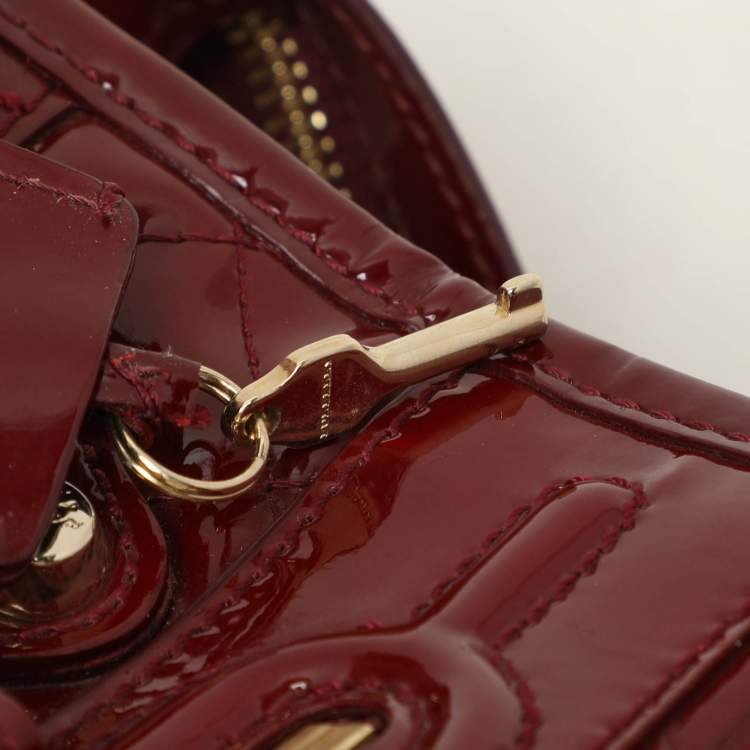 Pre Owned Burberry Red Quilted Patent Leather Manor Satchel