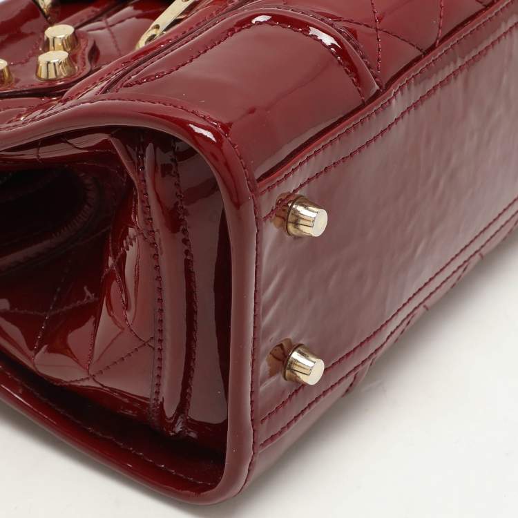 Pre Owned Burberry Red Quilted Patent Leather Manor Satchel