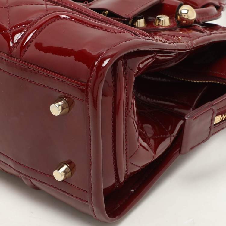 Pre Owned Burberry Red Quilted Patent Leather Manor Satchel