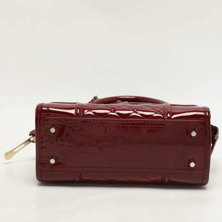 Pre Owned Burberry Red Quilted Patent Leather Manor Satchel