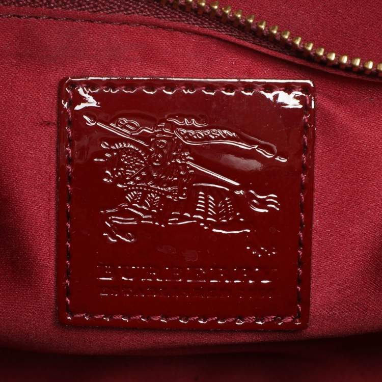 Pre Owned Burberry Red Quilted Patent Leather Manor Satchel