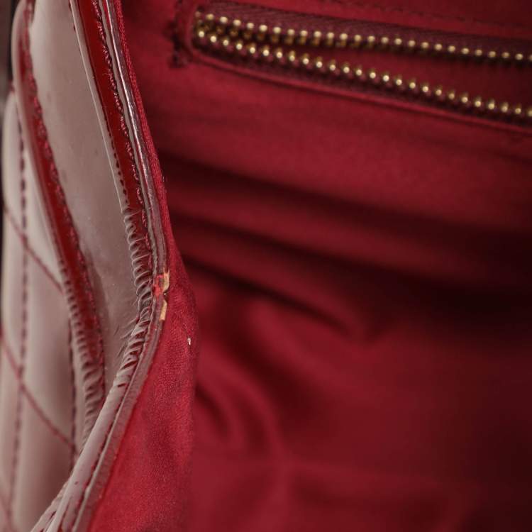 Pre Owned Burberry Red Quilted Patent Leather Manor Satchel