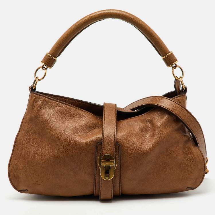 Pre Owned Burberry Brown Leather Creighton Shoulder Bag