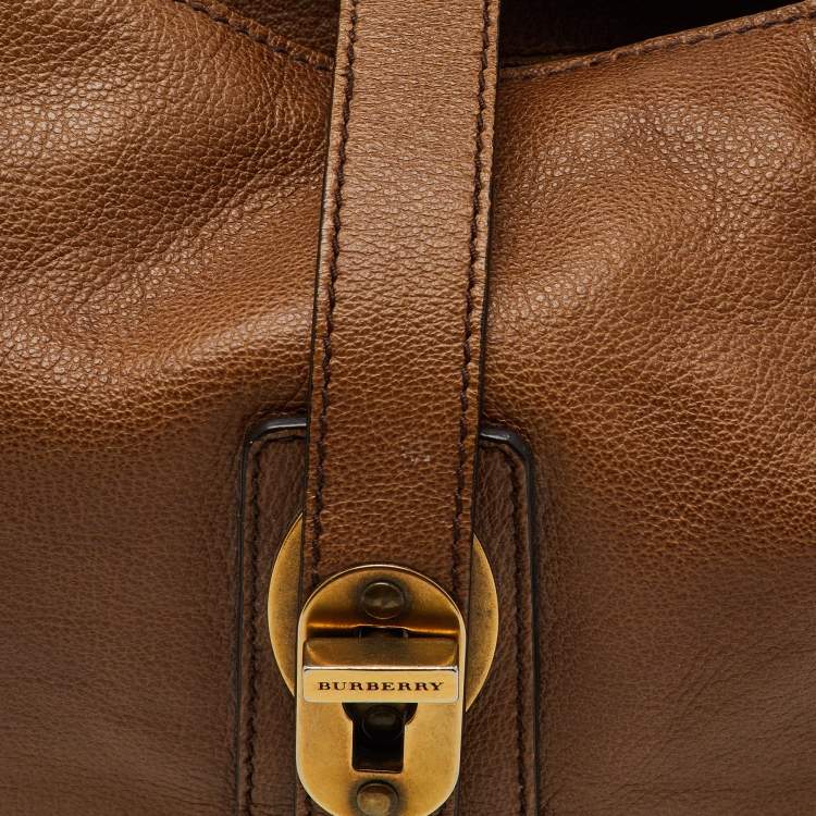 Pre Owned Burberry Brown Leather Creighton Shoulder Bag
