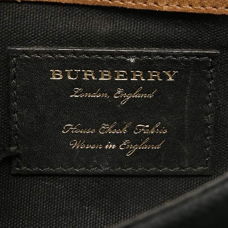 Pre Owned Burberry Cream/Brown House Check Canvas and Leather Macken Flap Crossbody Bag