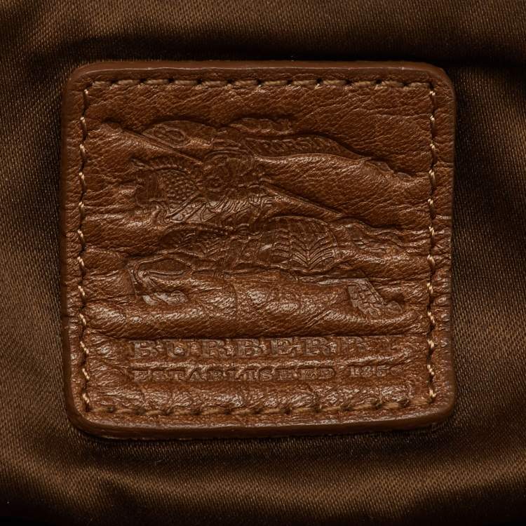 Pre Owned Burberry Brown Leather Double Pocket Satchel