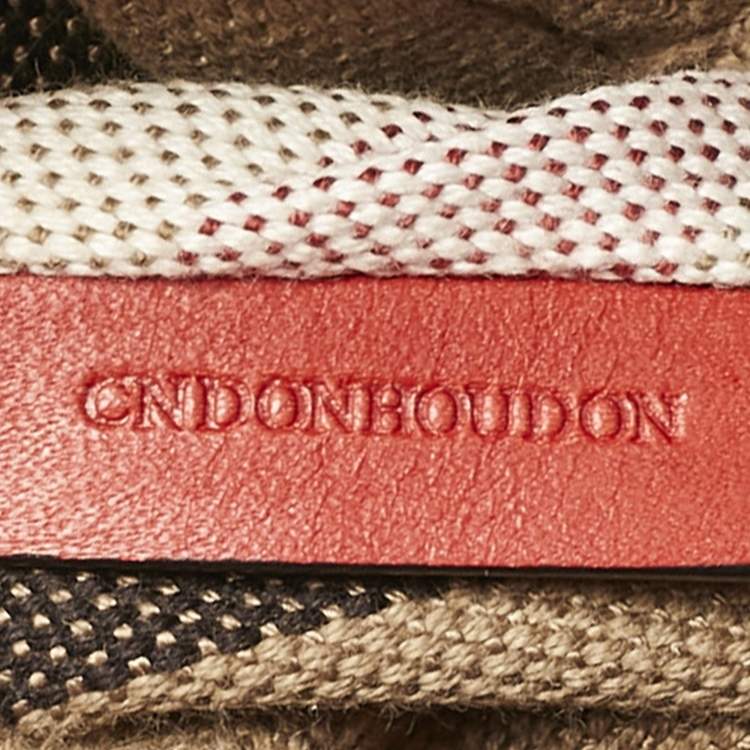 Pre Owned Burberry Red Leather and House Check Canvas Small Brit Maidstone Peek Bag